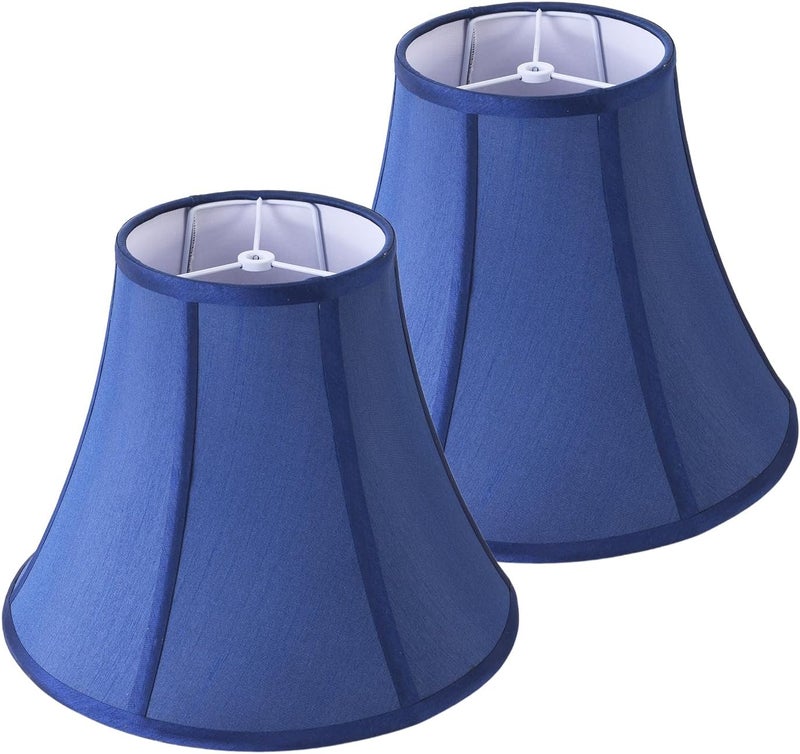 JERHOUS 2 Pcs Blue Lamp Shades vintage Bell lamp shade 6.7``Top x 13``Bottom x 10``High(Spider) Medium Lampshade for Table & Bedside Lamp - Image 1